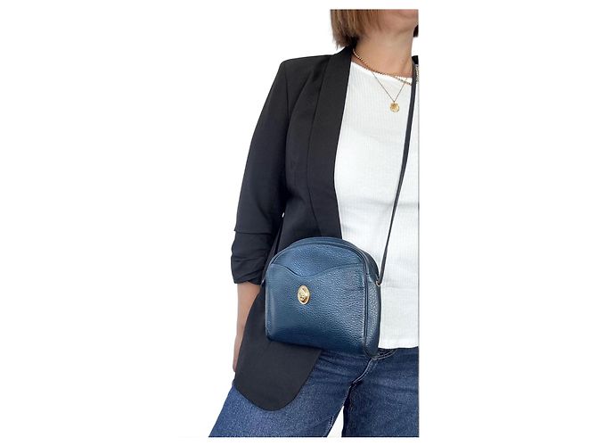 Christian Dior Borsa a Tracolla in Pelle Blu Navy - vista 2