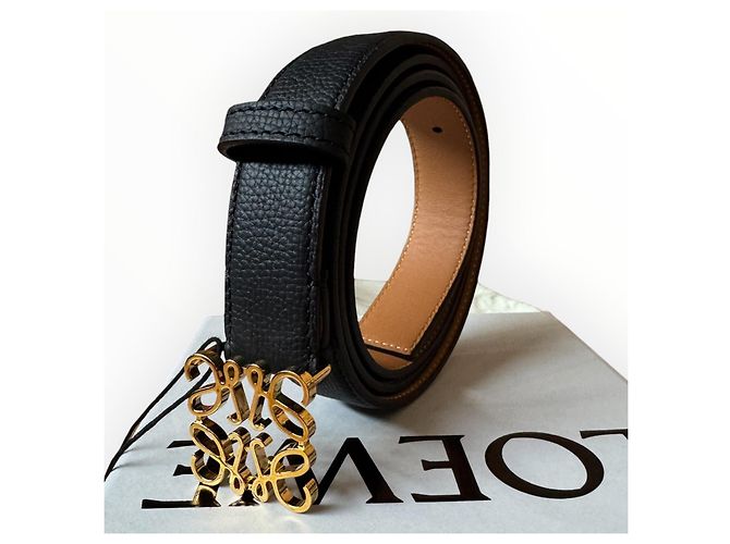 Loewe Anagramm Ledergürtel Schwarz Gold - Ansicht 11