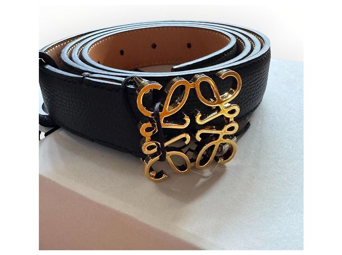 Loewe Anagramm Ledergürtel Schwarz Gold - Ansicht 12