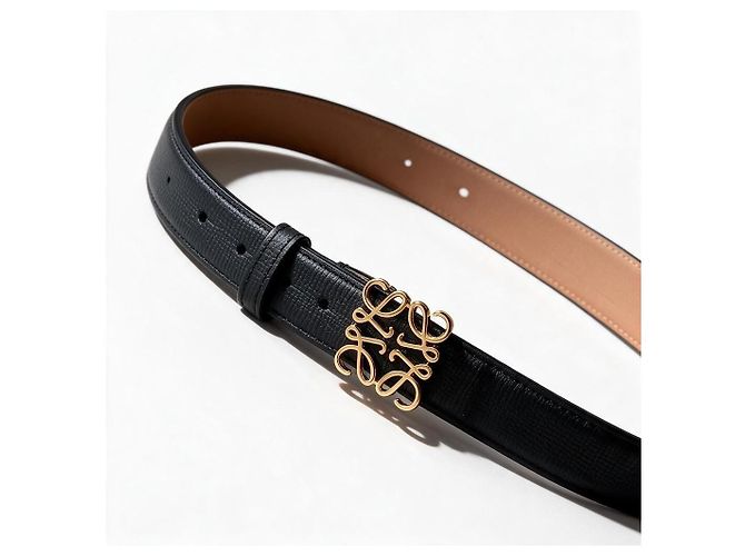 Loewe Anagramm Ledergürtel Schwarz Gold - Ansicht 8