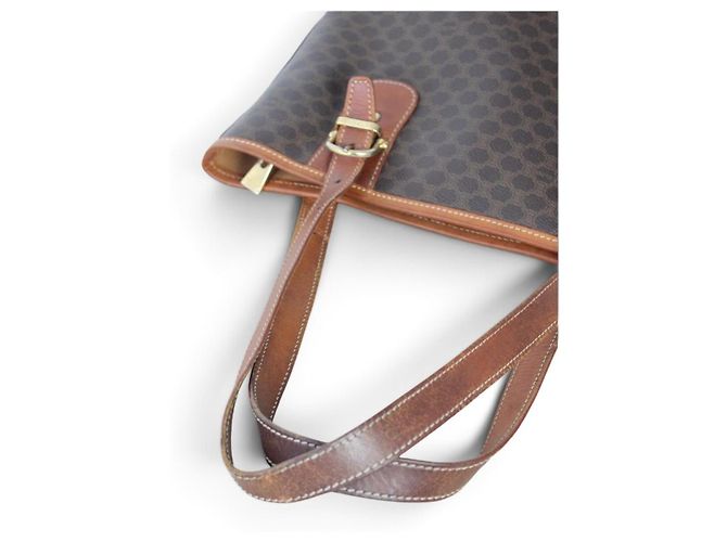 Céline Celine Borsa Cabas Macadam Monogramma Pelle Marrone - vista 15