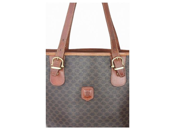 Céline Celine Borsa Cabas Macadam Monogramma Pelle Marrone - vista 3