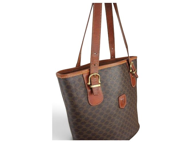 Céline Celine Borsa Cabas Macadam Monogramma Pelle Marrone - vista 5