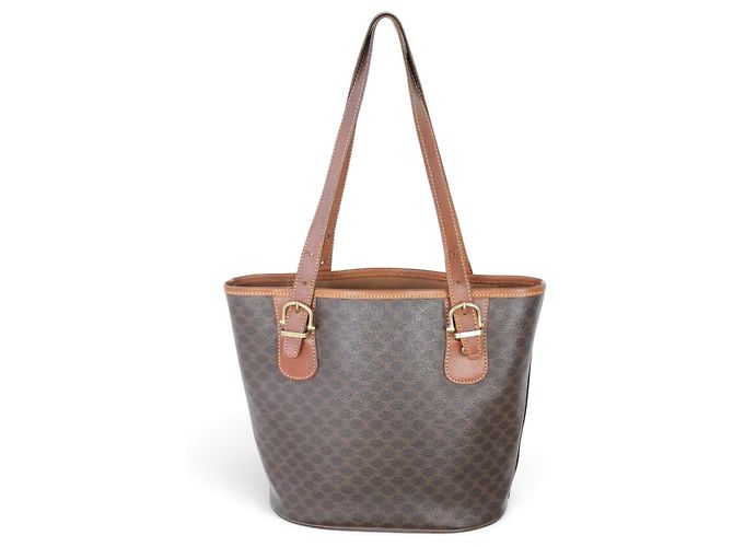 Céline Celine Borsa Cabas Macadam Monogramma Pelle Marrone - vista 6
