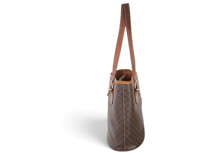 Céline Celine Borsa Cabas Macadam Monogramma Pelle Marrone - vista 7