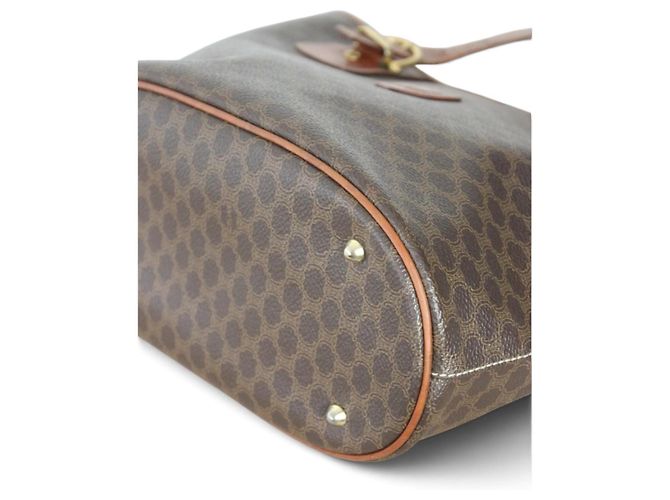 Céline Celine Borsa Cabas Macadam Monogramma Pelle Marrone - vista 9
