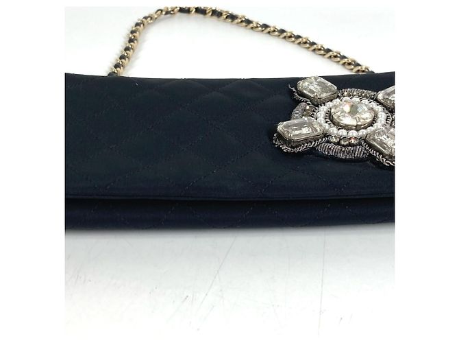 Borsa a tracolla Chanel in raso nero - vista 6