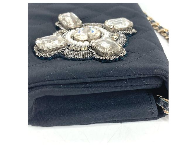 Borsa a tracolla Chanel in raso nero - vista 7