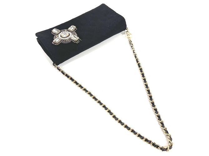 Borsa a tracolla Chanel in raso nero - vista 8