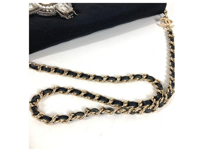 Borsa a tracolla Chanel in raso nero - vista 9