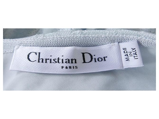 Christian Dior x Raf Simons Herbst 2014 Hellblaues strukturiertes Brokatkleid - Ansicht 7