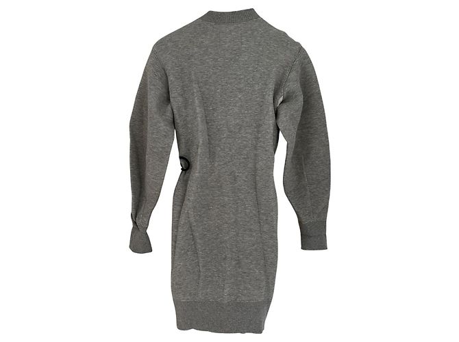 Abito Ibrido Sacai in Cotone Grigio e Nylon - vista 4