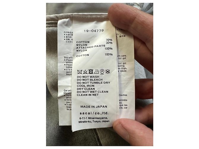 Abito Ibrido Sacai in Cotone Grigio e Nylon - vista 6