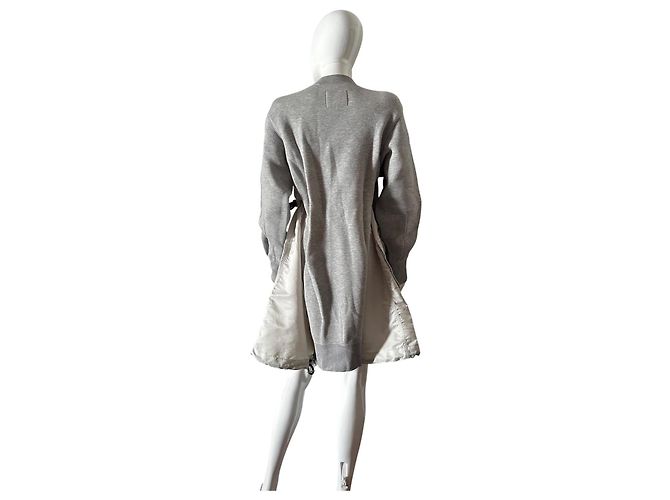 Abito Ibrido Sacai in Cotone Grigio e Nylon - vista 9