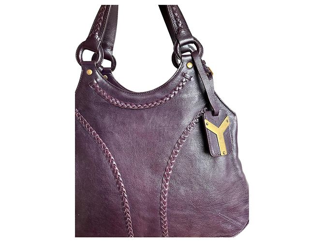Borsa Yves Saint Laurent Y-Ligne in pelle viola - vista 11