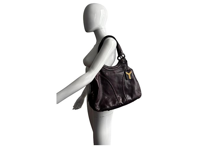 Borsa Yves Saint Laurent Y-Ligne in pelle viola - vista 16