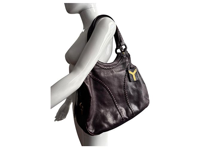 Borsa Yves Saint Laurent Y-Ligne in pelle viola - vista 17