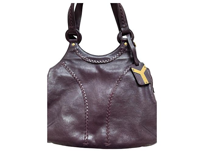 Borsa Yves Saint Laurent Y-Ligne in pelle viola - vista 6