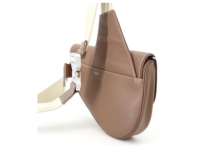 Borsa Saddle Christian Dior in pelle marrone - vista 3