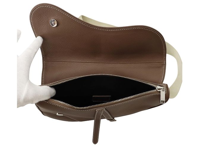 Borsa Saddle Christian Dior in pelle marrone - vista 6