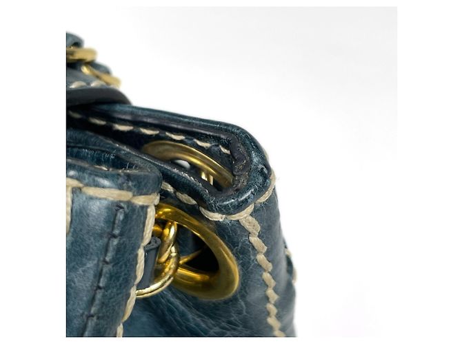 Bolsa de ombro Prada em couro azul - vista 4