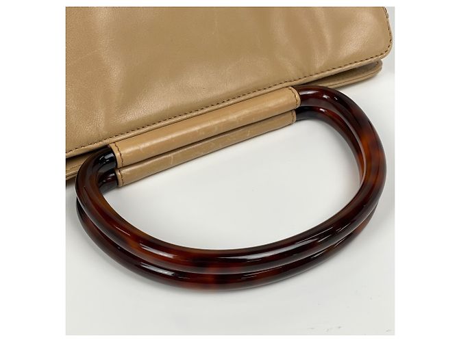 Borsa a mano Chanel in pelle beige - vista 7
