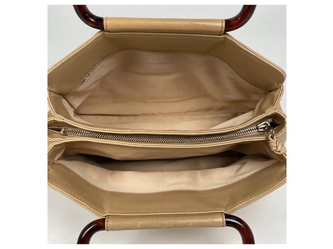 Borsa a mano Chanel in pelle beige - vista 9