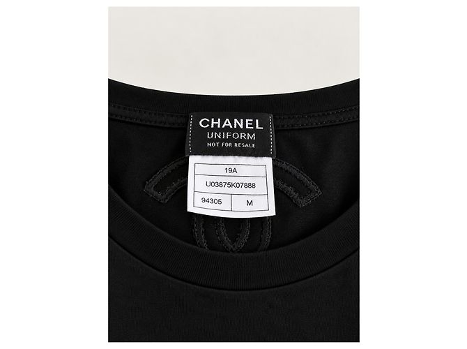 Chanel T-shirt in cotone nero con logo CC - vista 5