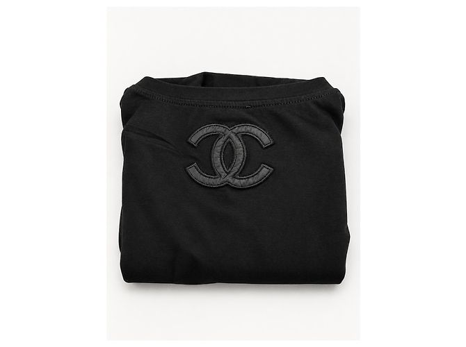 Chanel T-shirt in cotone nero con logo CC - vista 8