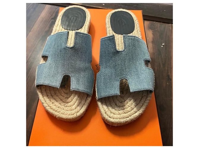 Hermès Ciabatte Espadrilles Denim Blu - vista 2