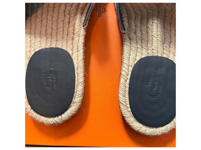 Hermès Ciabatte Espadrilles Denim Blu - vista 3