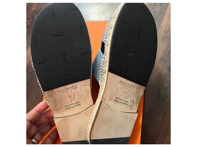 Hermès Ciabatte Espadrilles Denim Blu - vista 4