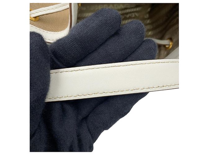 Borsa a mano Prada in tela jacquard e pelle - vista 10