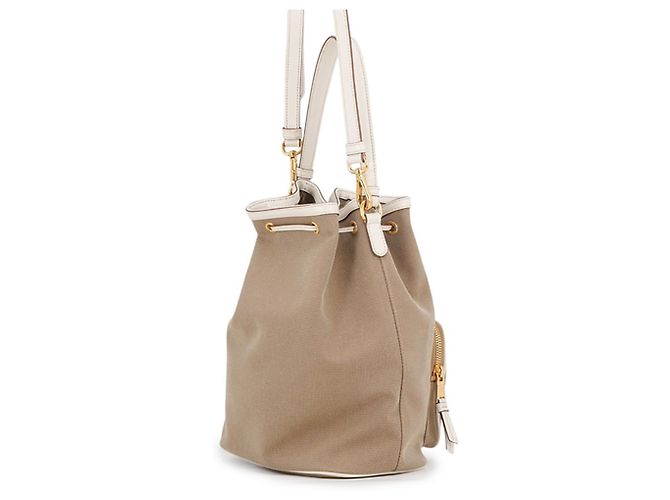 Borsa a mano Prada in tela jacquard e pelle - vista 2