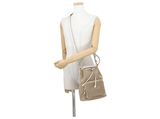 Borsa a mano Prada in tela jacquard e pelle - vista 5