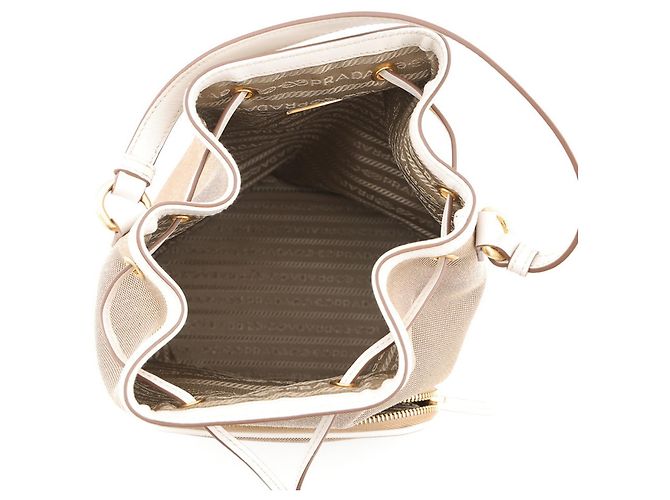 Borsa a mano Prada in tela jacquard e pelle - vista 6