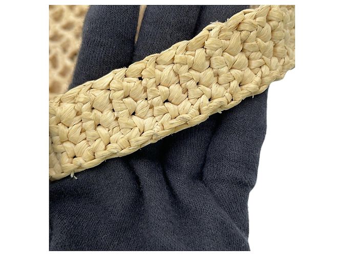 Borsa tote Prada in crochet e rafia nera - vista 10