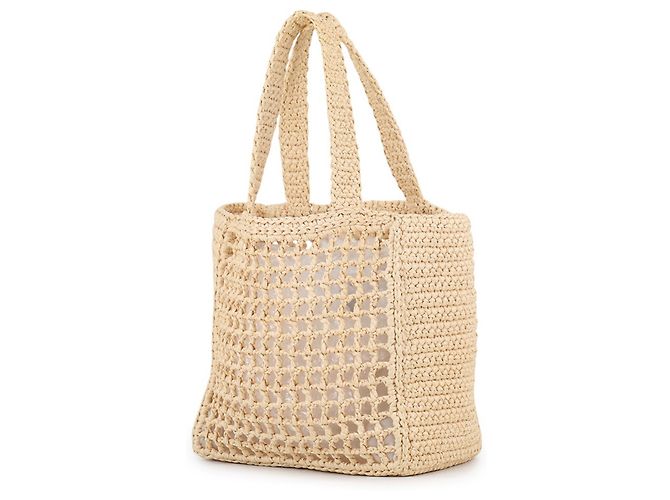 Borsa tote Prada in crochet e rafia nera - vista 2