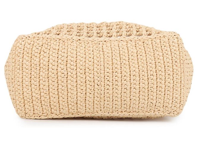 Borsa tote Prada in crochet e rafia nera - vista 3