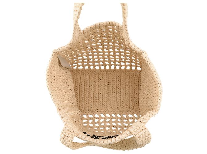 Borsa tote Prada in crochet e rafia nera - vista 5