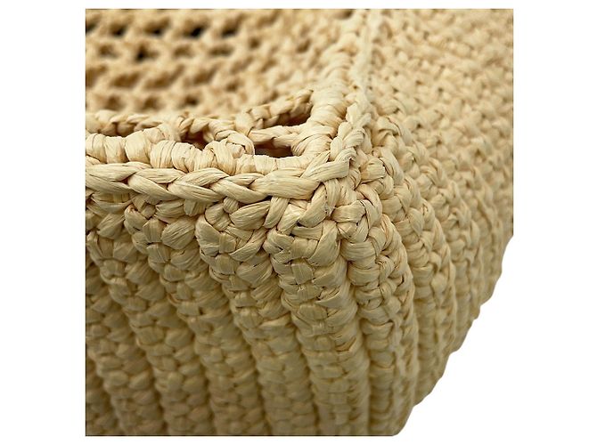 Borsa tote Prada in crochet e rafia nera - vista 6