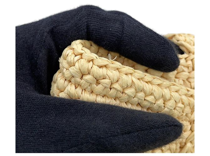 Borsa tote Prada in crochet e rafia nera - vista 7