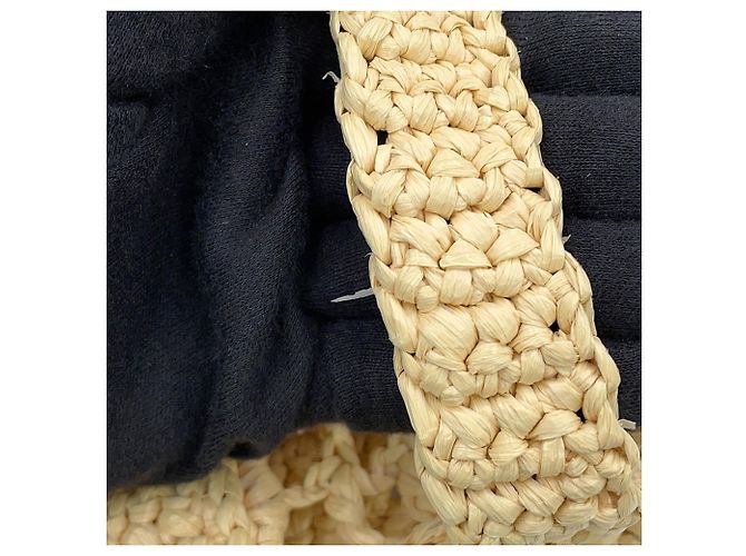 Borsa tote Prada in crochet e rafia nera - vista 8