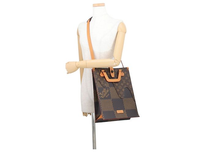 Borsa Mini Tote Louis Vuitton Damier Ebene Giant Monogram - vista 4