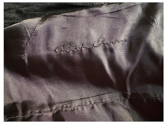 Rick Owens Giacca in Pelle Nera Biker - vista 6