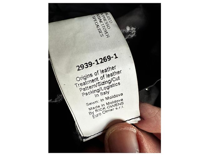 Rick Owens Giacca in Pelle Nera Biker - vista 9