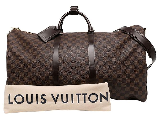 Borsa da viaggio Louis Vuitton Damier Ebene Keepall Bandouliere 55 Marrone - vista 6