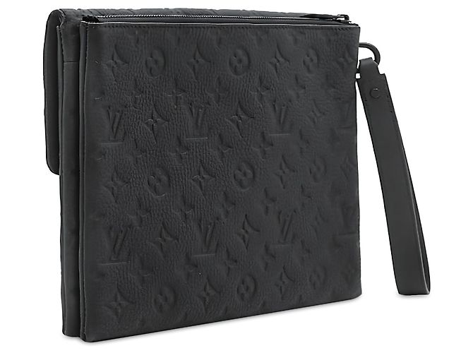 Borsa Pochette Clutch Louis Vuitton Monogram Shadow S Lock Nera - vista 2