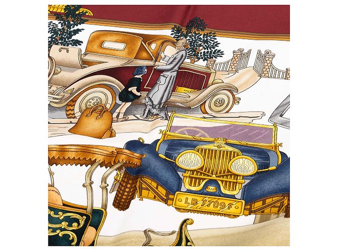 Foulard di seta Hermès Automobile rosso 90 - vista 3