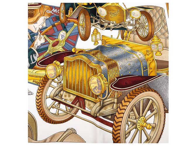 Foulard di seta Hermès Automobile rosso 90 - vista 4